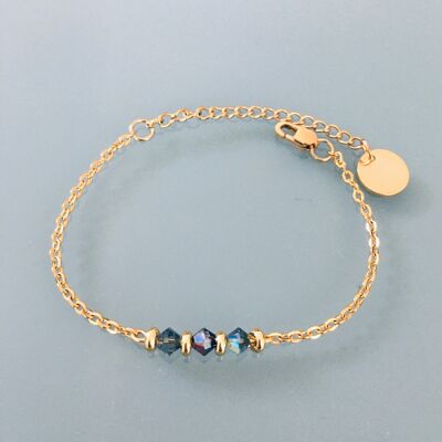 Stone bracelet, curb chain magic natural stones Swarovski gold Heishi beads, golden bracelet, stone bracelet, gift jewelry (SKU: PR-267)