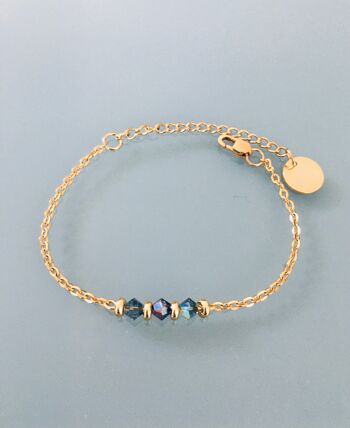 Bracelet pierre, gourmette pierres naturelles magiques Swarovski  perles Heishi or, bracelet doré, bracelet pierre, bijoux cadeaux (SKU: PR-267) 1