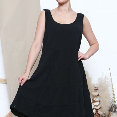 Black linen dress with back tie