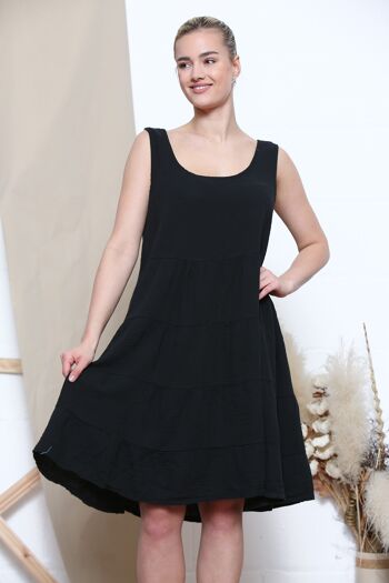 Robe en lin noir avec lien au dos 1