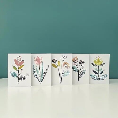 Floral Greeting Cards pack of 5
