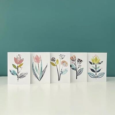 Paquete de 5 tarjetas de felicitación florales