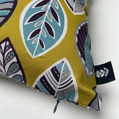 Beech Leaf Organic Cushion - yellow - with duck feather cushion pads