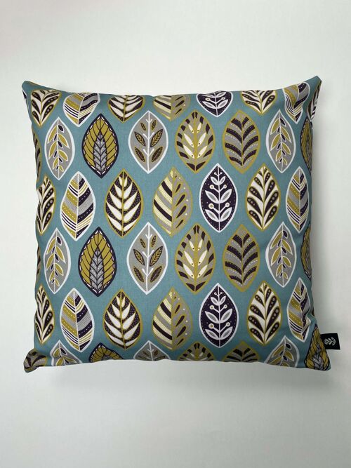 Lt teal Beech Leaf Cushion with microfibre cushion inner