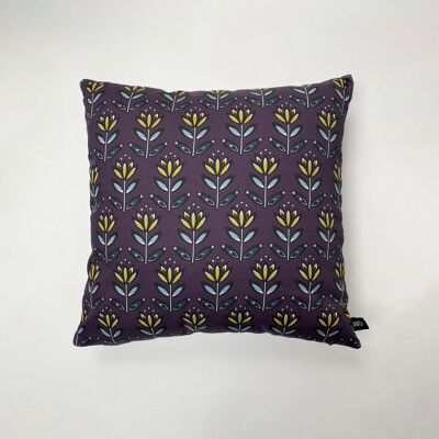 Coussin Fleur en Coton - Aubergine - sans intérieur de coussin