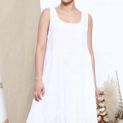 White linen dress with back tie