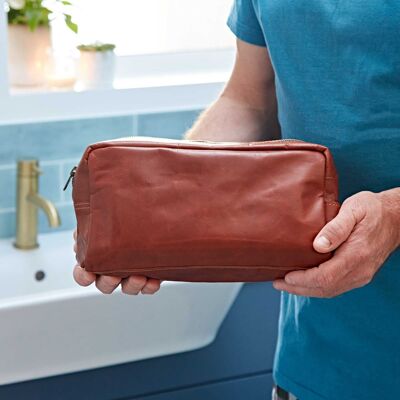 Borsa da bagno grande in pelle