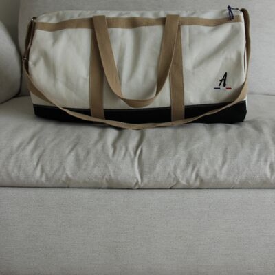 Beige and black recycled sailcloth bag - 2