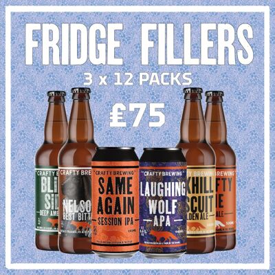 Fridge Filler Deals - Crafty One 12 x 500ml Bottles Loxhill Biscuit 12 x 500ml Bottles Laughing Wolf 12 x 440ml Cans ,