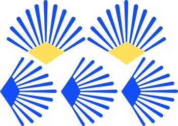 Stickers repositionnables - éventails bleu et jaune 2