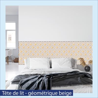 Repositionable headboard - geometric beige