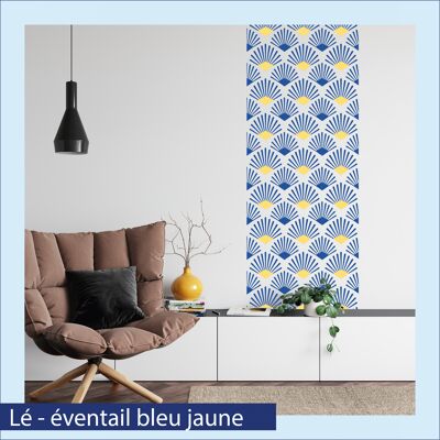 Papier peint repositionnable - Eventail bleu et jaune