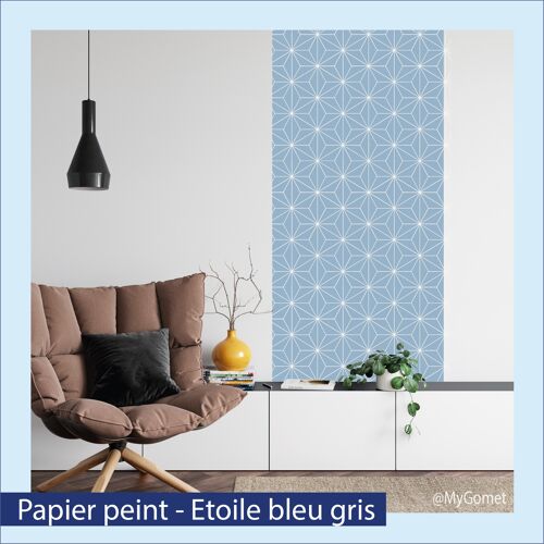 Papier peint repositionnable - Art Déco bleu gris