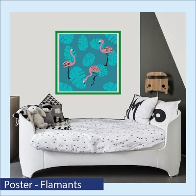 Póster reposicionable - Flamingos