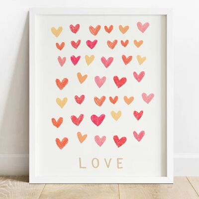 Love Heart Print A3
