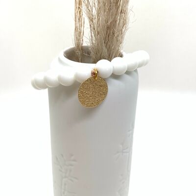 Bracelet blanc perles en céramique