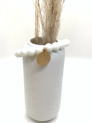 Bracelet blanc perles en céramique 1