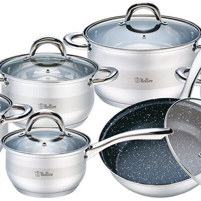 Cookware set with lid 6 pcs, Saucepan 1.6 L 16x9.5cm, casserole 1.7 L 16x10cm, casserole 2.4 L 18x11cm, casserole 3.3 L 20x12cm, casserole 5.8 L 20x14cm, frying pan 2.4 L 24x6.5cm
