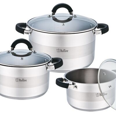 Cookware set with lid 3 pcs, Casserole 1.6 L 16x9.5cm, casserole 3.1 L 20x11.5cm, casserole 5.2 L 24x13.5cm