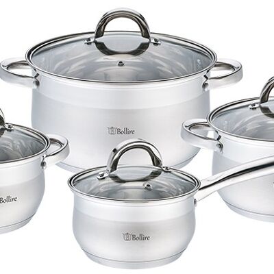 Cookware set with lid 4 pcs, Casserole 1.8 L 16x9.5cm, casserole 2.5 L 18x10.5cm, casserole 3.5 L 20x11.5cm, casserole 4.4 L 22x12.5cm