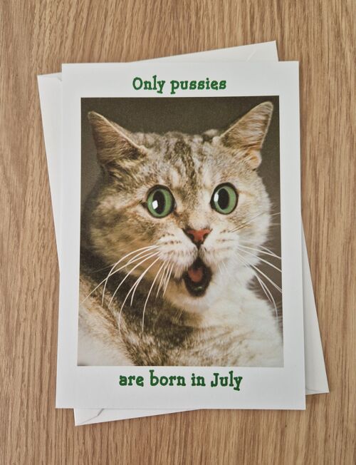 Funny Rude Birthday Card - Only pussies are born in July