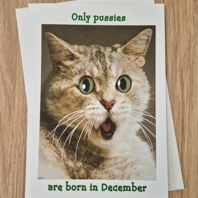 Funny rude birthday card - Only pussies are born in December