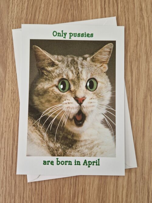 Funny rude birthday card - only pussies are born in April.