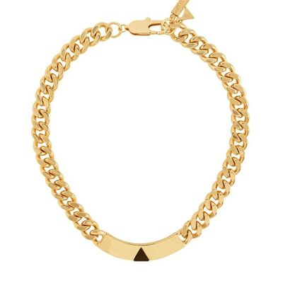Gold pyramid onyx chain necklace