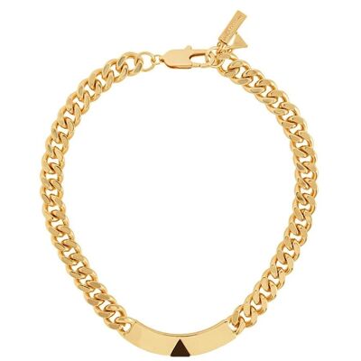 Gold pyramid onyx chain necklace