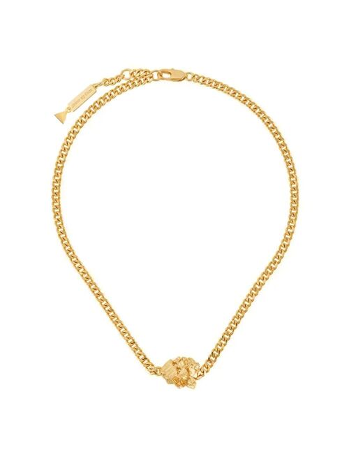 Gold rock curb chain necklace