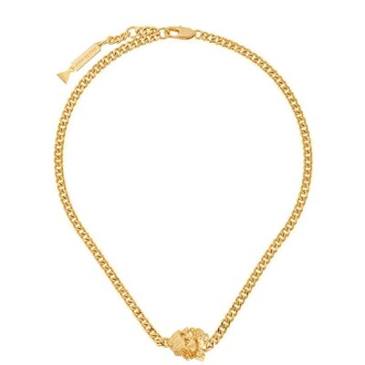 Gold rock curb chain necklace