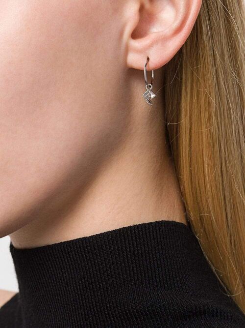 Mini silver vortex hoop earrings