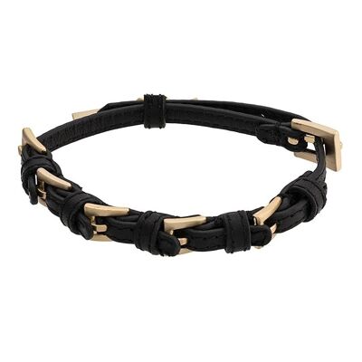 Gold leather buckle bracelet (mens)