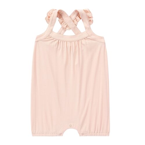 Bamboo Short Romper with Frills- Nude