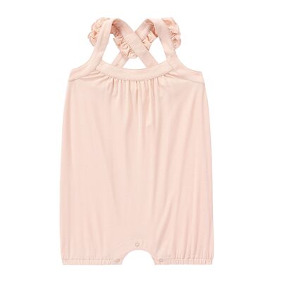 Bamboo Short Romper with Frills- Nude