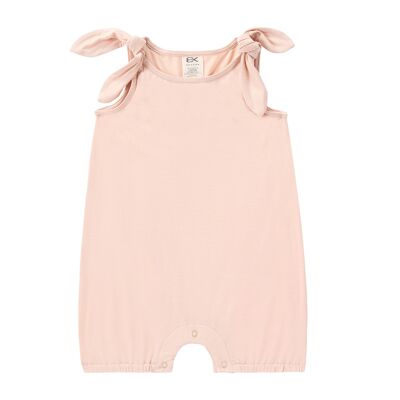 Bamboo Short Romper with Bows- Nude