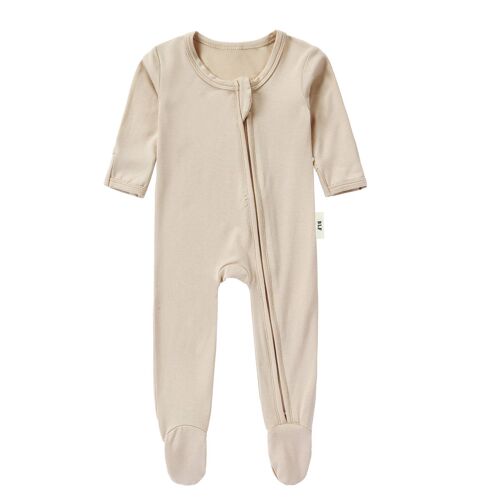 Bamboo Zipped Romper - Latte