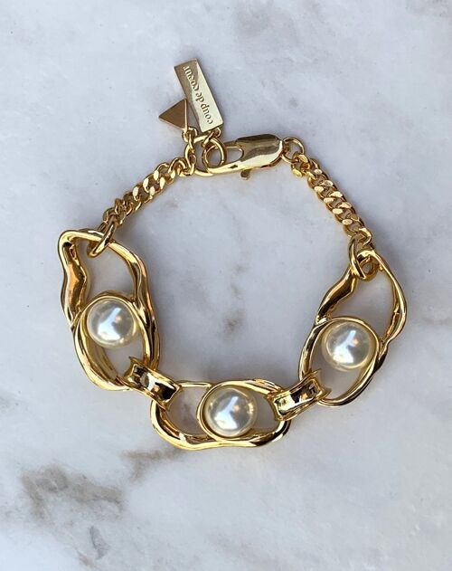 Gold liquid chain pearl bracelet