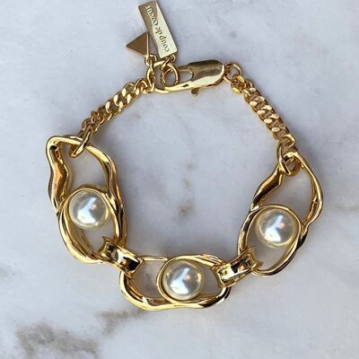 Gold liquid chain pearl bracelet