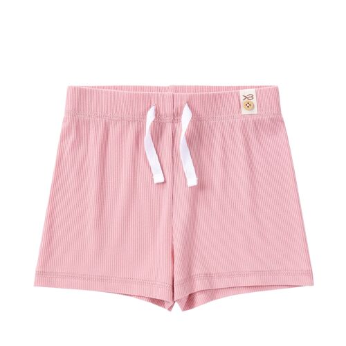 Bamboo Ribbed Shorts with Drawstring - Pink Floss