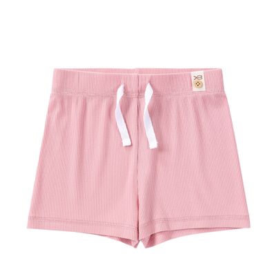 Shorts de canalé de bambú con cordón - Pink Floss