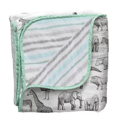 Thick Bamboo Muslin Blanket (4 layers, light quilt) Safari