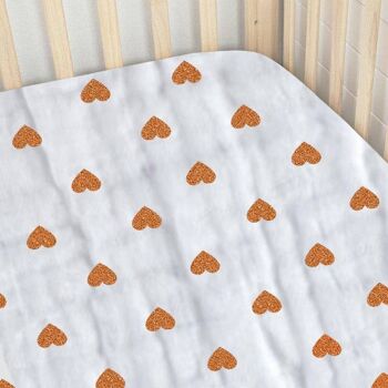 Drap pour lit de bébé en mousseline de coton biologique de qualité supérieure - Amour 1