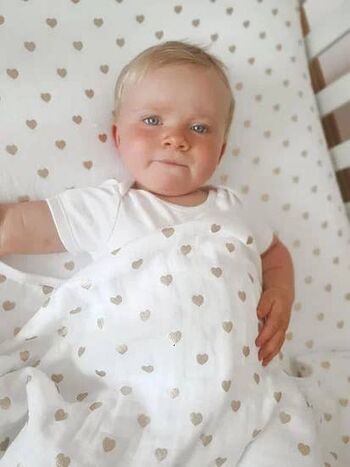 Drap pour lit de bébé en mousseline de coton biologique de qualité supérieure - Amour 2