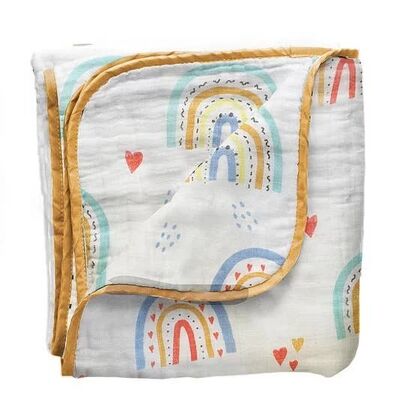 EXTRA Thick Bamboo Muslin Swaddle Blanket- Rainbow