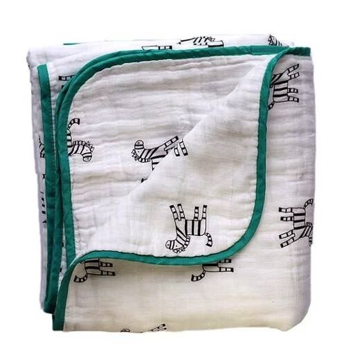 Grow With Me Bamboo Muslin Blanket (4 layers) - Zebra
