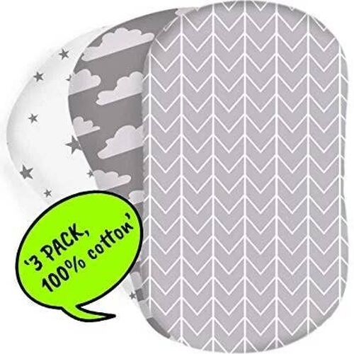 3-Pack Moses Basket Sheets