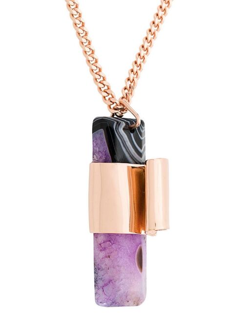 Rose gold pink agate stone necklace