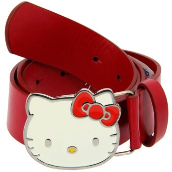 Ceinture en cuir PU Hello Kitty avec boucle en métal émaillé blanc - Rouge 5