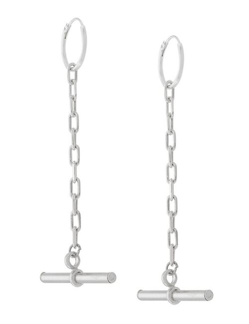 Silver t-bar drop earrings